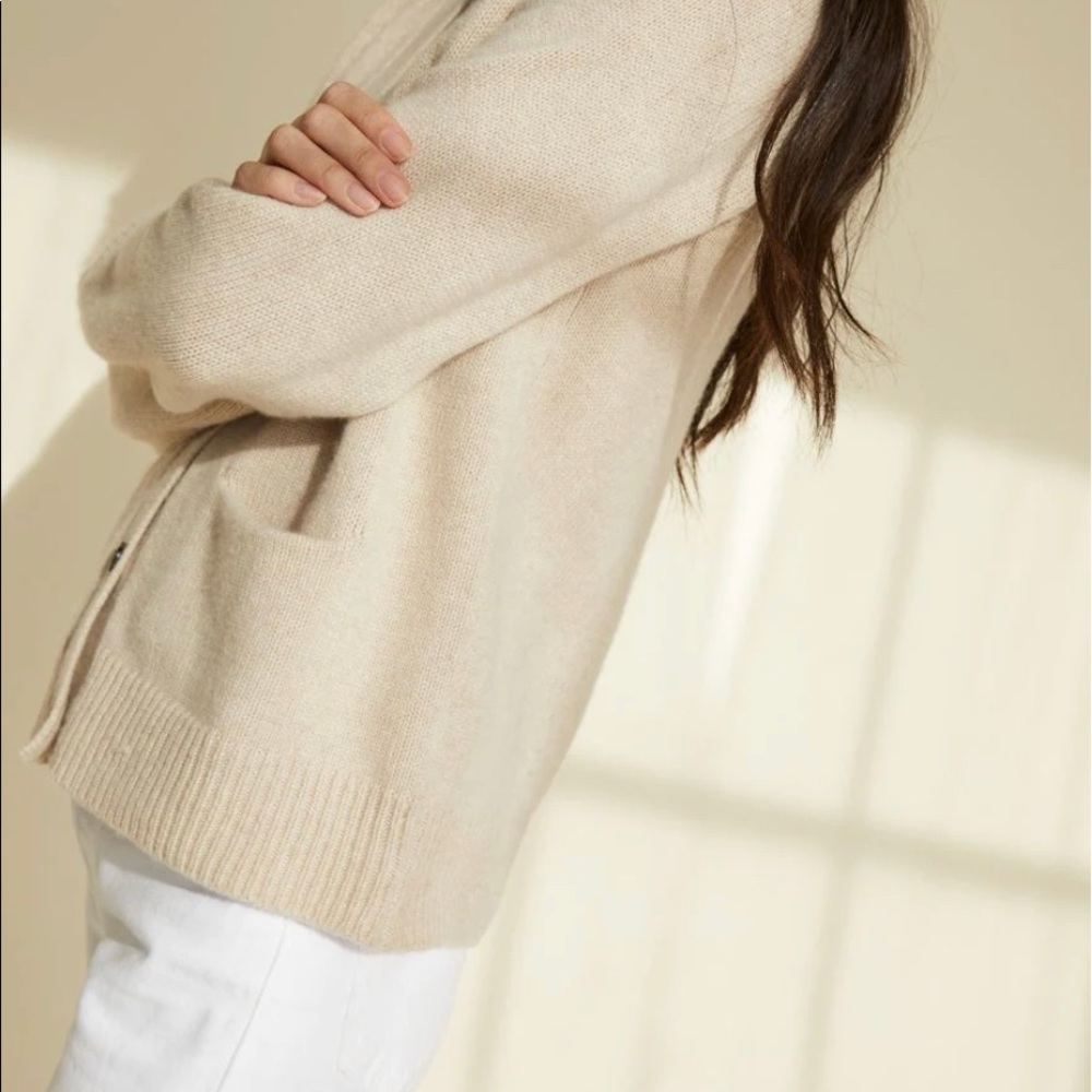 Jenni Kayne Cashmere Stanford Cardigan Oatmeal - Size Large - Picture 7 of 13
